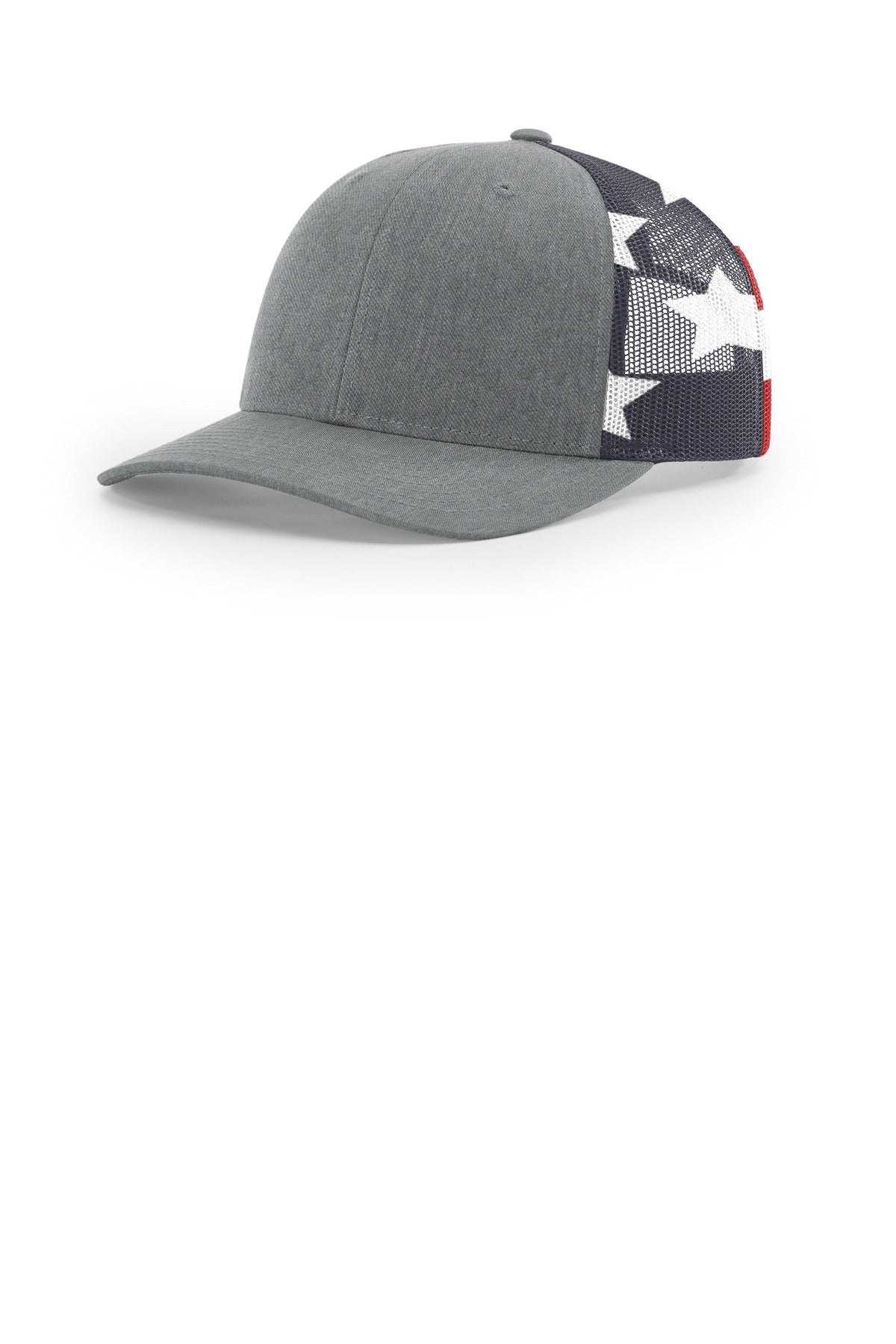 Richardson Printed Mesh Trucker - Heather Grey/ Stars Stripes