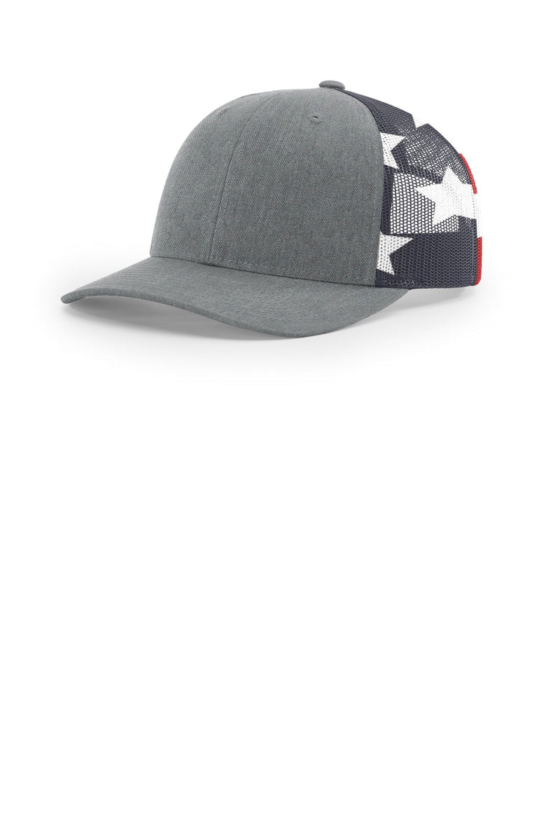 Richardson Printed Mesh Trucker - Heather Grey/ Stars Stripes
