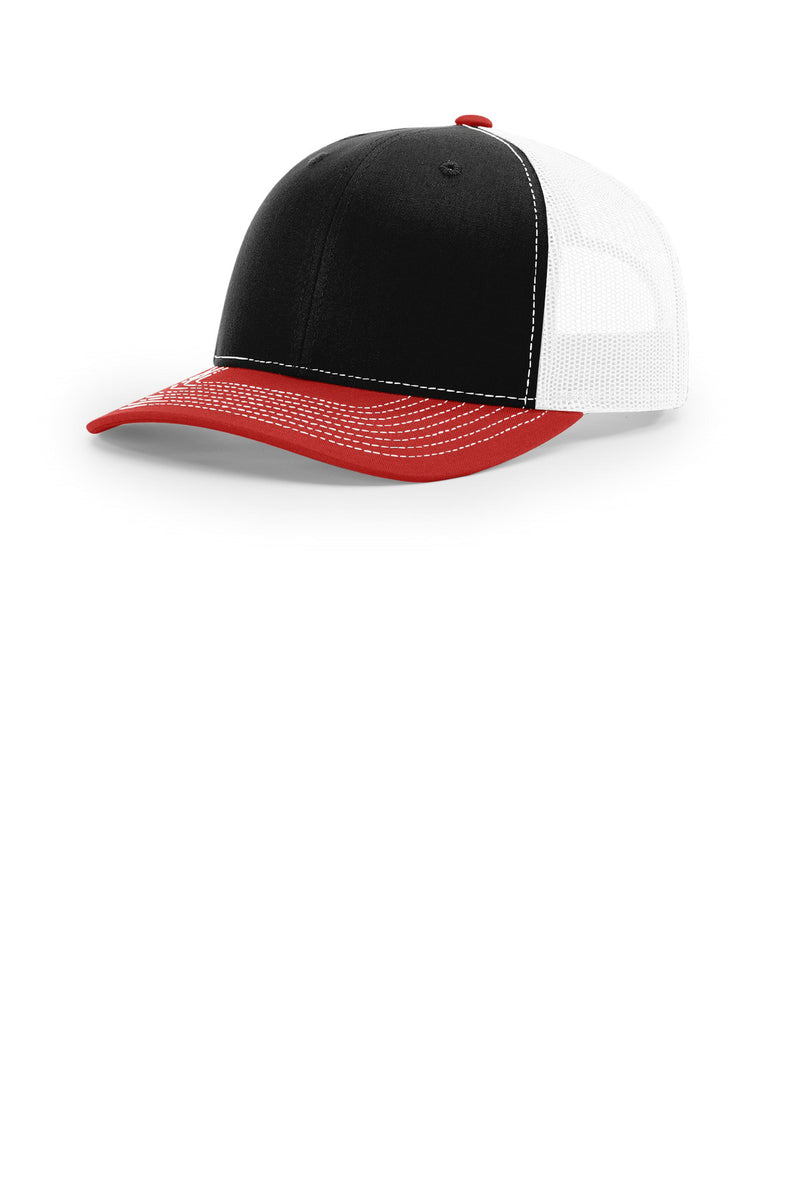 Richardson Trucker Cap - Black/ White/ Red
