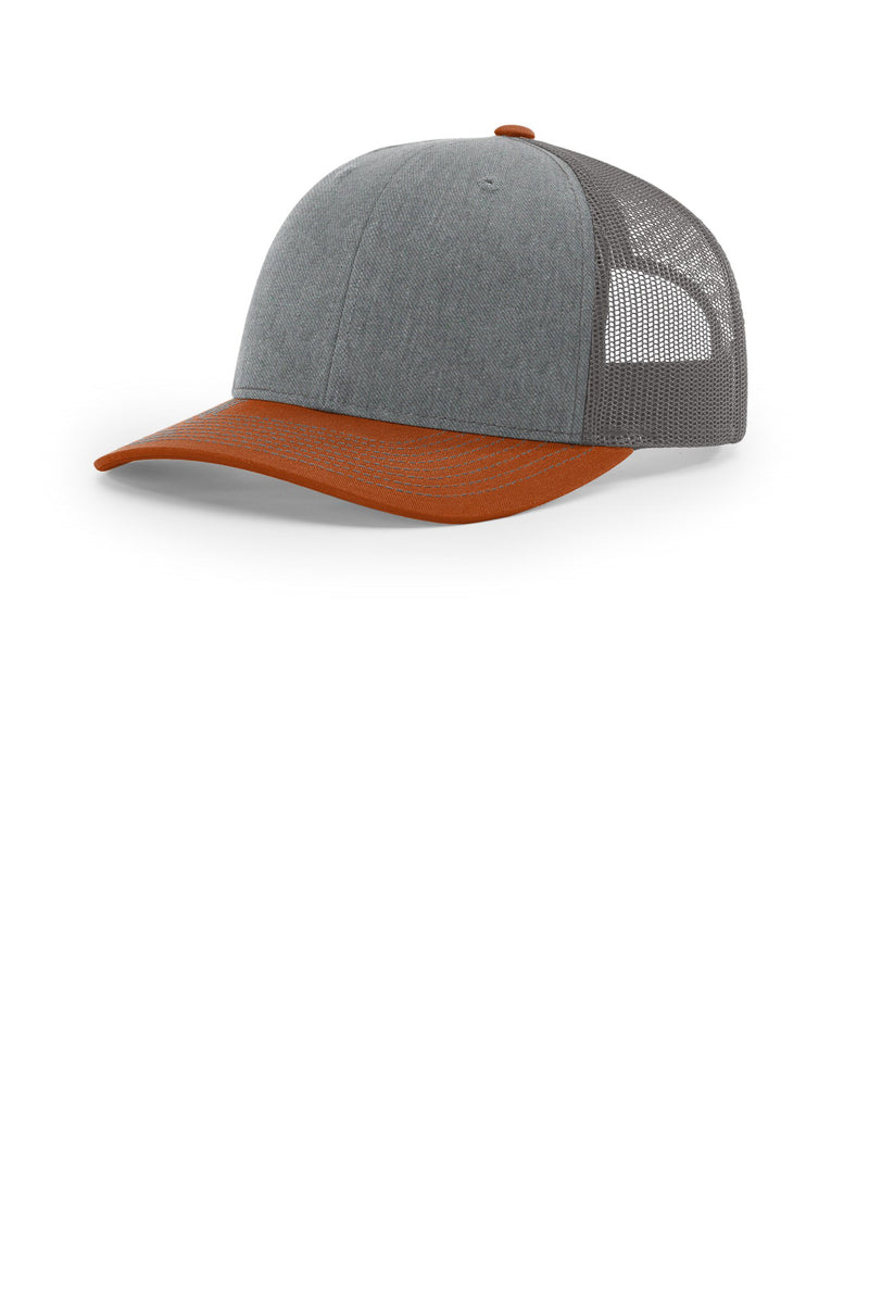 Richardson Trucker Cap - Heather Grey/ Charcoal/ Dark Orange
