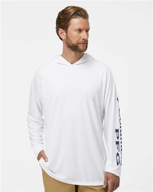 Men's PFG Terminal Tackle™ Hooded Long Sleeve T-Shirt - White/ Nightshade