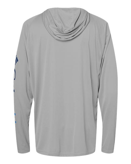 Men's PFG Terminal Tackle™ Hooded Long Sleeve T-Shirt - Cool Grey/ Vivid Blue