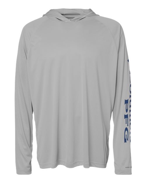 Men's PFG Terminal Tackle™ Hooded Long Sleeve T-Shirt - Cool Grey/ Vivid Blue