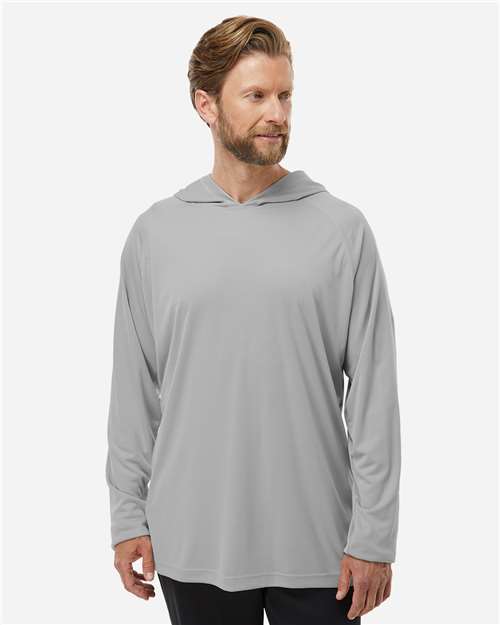 Men's PFG Terminal Tackle™ Hooded Long Sleeve T-Shirt - Cool Grey/ Vivid Blue