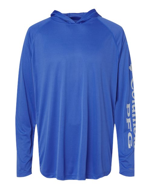 Men's PFG Terminal Tackle™ Hooded Long Sleeve T-Shirt - Vivid Blue/ Cool Grey