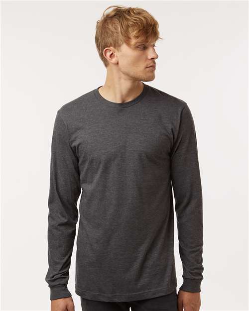 Unisex Fine Jersey Long Sleeve T-Shirt - Heather Charcoal