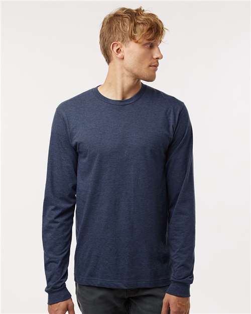 Unisex Fine Jersey Long Sleeve T-Shirt - Heather Denim