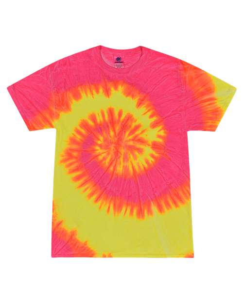 Unisex Multi-Color Tie-Dyed T-Shirt - Fluorescent Swirl