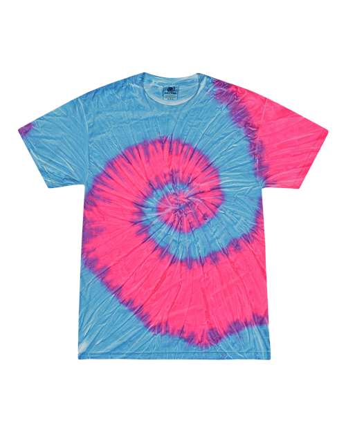 Unisex Multi-Color Tie-Dyed T-Shirt - Flo Blue/ Pink