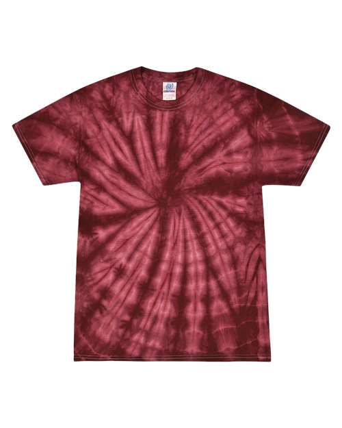 Youth Multi-Color Tie-Dyed T-Shirt - Spider Burgundy