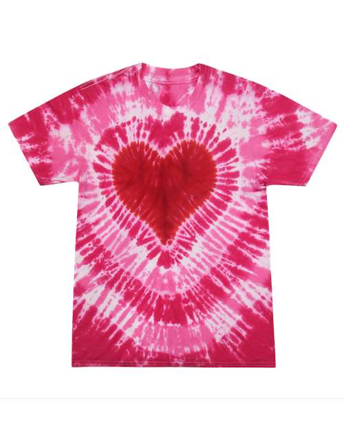 Unisex Shapes Tie-Dyed T-Shirt - Pink Heart