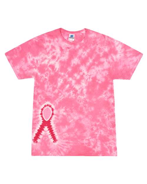 Unisex Shapes Tie-Dyed T-Shirt - Pink Ribbon