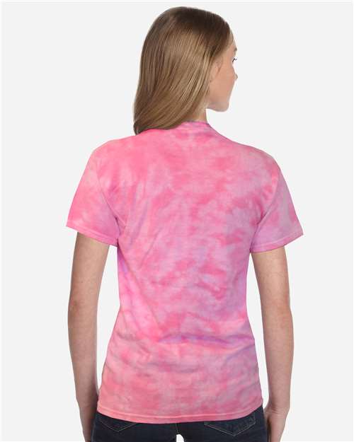 Unisex Shapes Tie-Dyed T-Shirt - Pink Ribbon