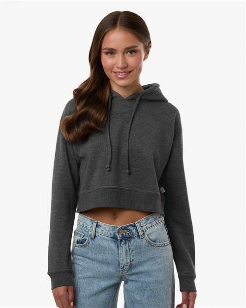 Women's Cropped Fleece Hooded Sweatshirt - Charcoal Heather