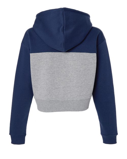 Women's Cropped Fleece Hooded Sweatshirt - Navy/ Oxford Heather