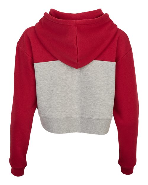 Women's Cropped Fleece Hooded Sweatshirt - Brick Red/ Oxford Heather
