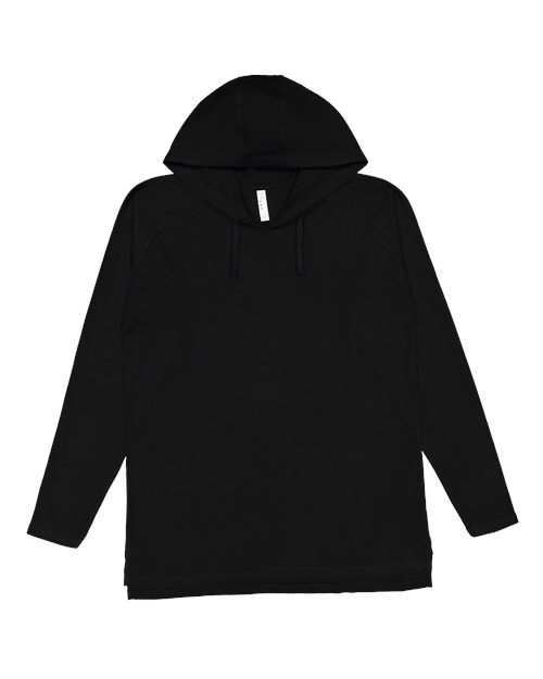 Men's Fine Jersey Hooded Long Sleeve Raglan T-Shirt - Black