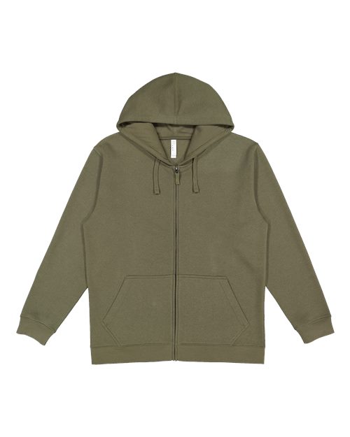 Unisex Full-Zip Fleece Hoodie Sweatshirt - Military Green