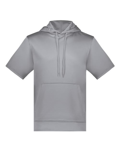 Unisex Fleece Short Sleeve Hooded Pullover - Athletic Grey