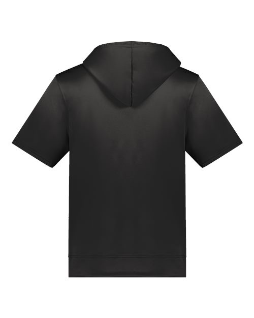 Unisex Fleece Short Sleeve Hooded Pullover - Black