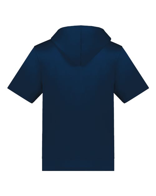 Unisex Fleece Short Sleeve Hooded Pullover - Navy