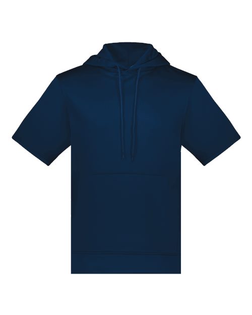 Unisex Fleece Short Sleeve Hooded Pullover - Navy