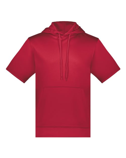 Unisex Fleece Short Sleeve Hooded Pullover - Scarlet