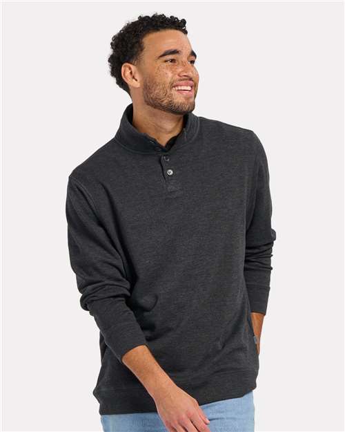 Men's French Terry Button Pullover - Charcoal Heather