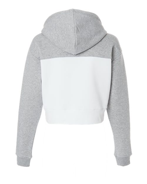 Women's Cropped Fleece Hooded Sweatshirt - White/ Oxford Heather