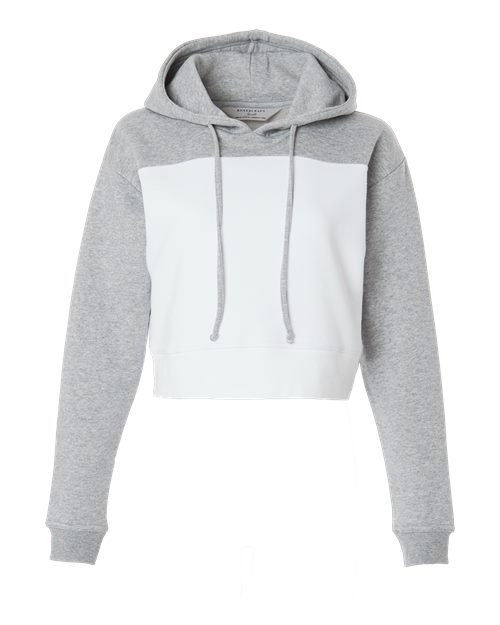 Women's Cropped Fleece Hooded Sweatshirt - White/ Oxford Heather