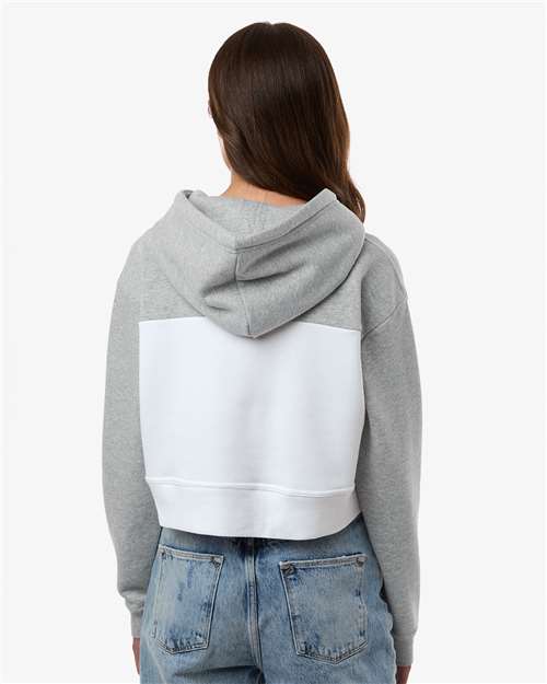 Women's Cropped Fleece Hooded Sweatshirt - White/ Oxford Heather