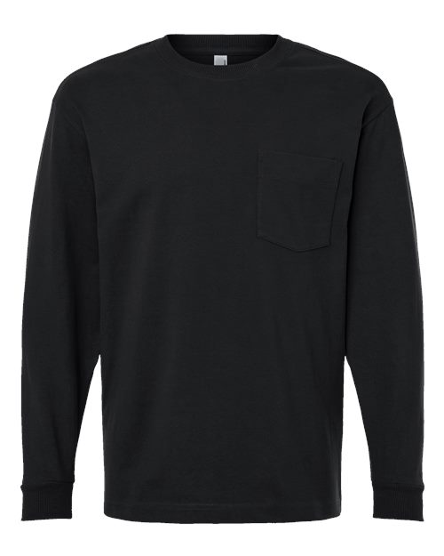 Unisex Super Heavyweight Long Sleeve Pocket Tee - Black