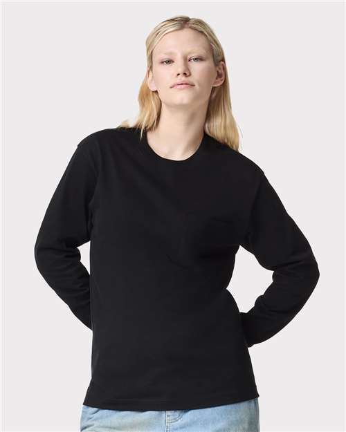 Unisex Super Heavyweight Long Sleeve Pocket Tee - Black