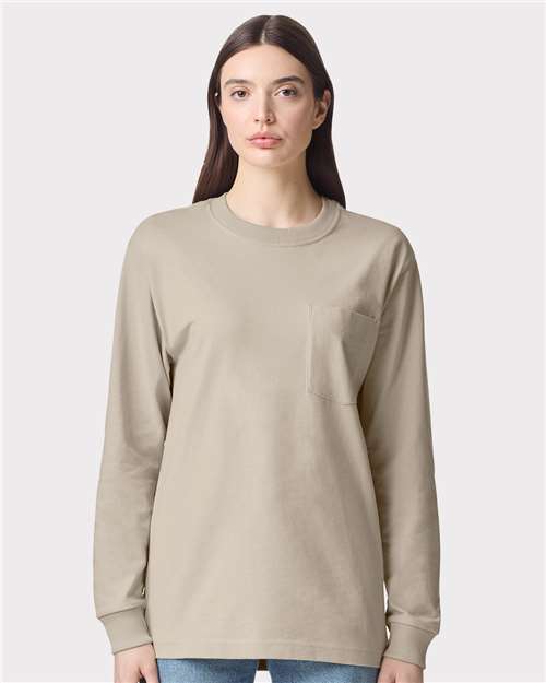 Unisex Super Heavyweight Long Sleeve Pocket Tee - Bone