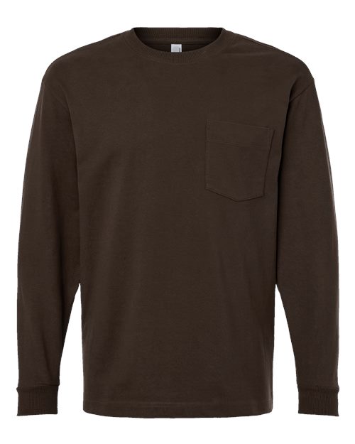 Unisex Super Heavyweight Long Sleeve Pocket Tee - Brown