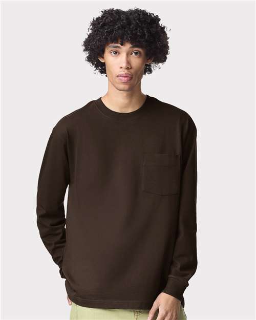 Unisex Super Heavyweight Long Sleeve Pocket Tee - Brown