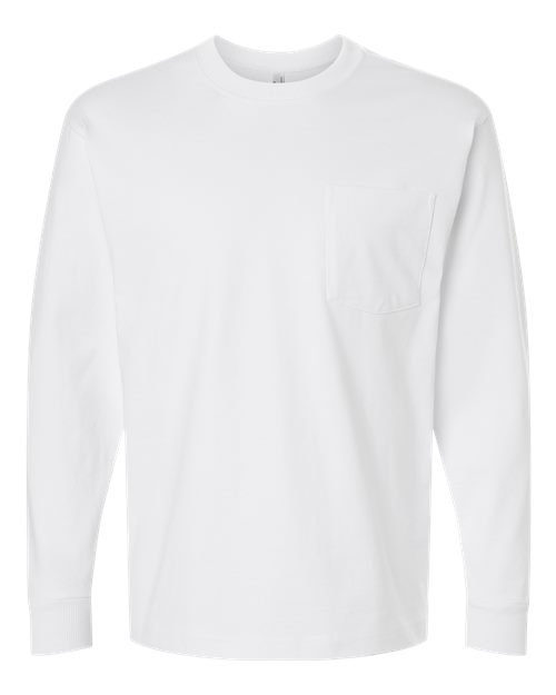 Unisex Super Heavyweight Long Sleeve Pocket Tee - White