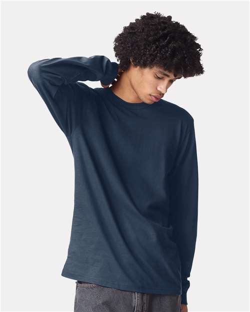 Unisex Fine Jersey Long Sleeve Tee - Sea Blue