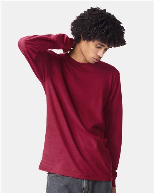 Unisex Fine Jersey Long Sleeve Tee - Cranberry