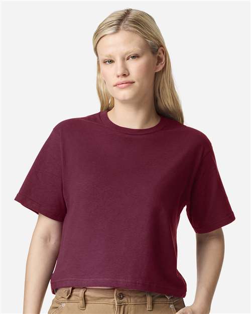 Women's Fine Jersey Boxy Tee - Burgundy