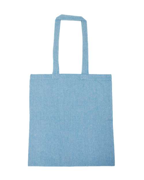 Lightweight Recycled Canvas Tote Bag with Extended Handle - Heather Aqua