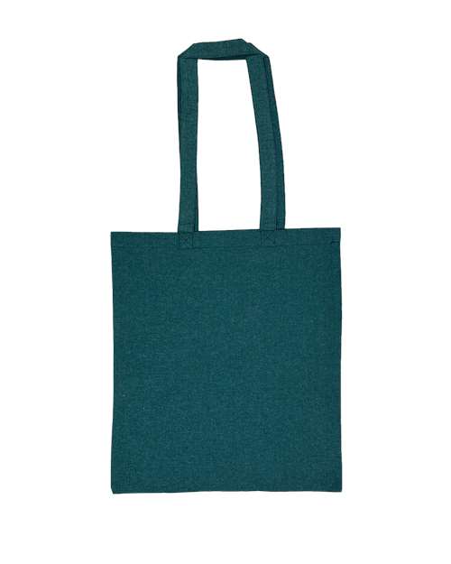 Lightweight Recycled Canvas Tote Bag with Extended Handle - Heather Emerald Green