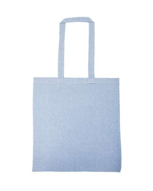 Lightweight Recycled Canvas Tote Bag with Extended Handle - Heather Medium Blue