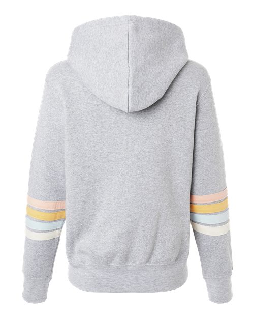 Women's Striped Sleeves Full-Zip Hooded Sweatshirt - Heather Grey
