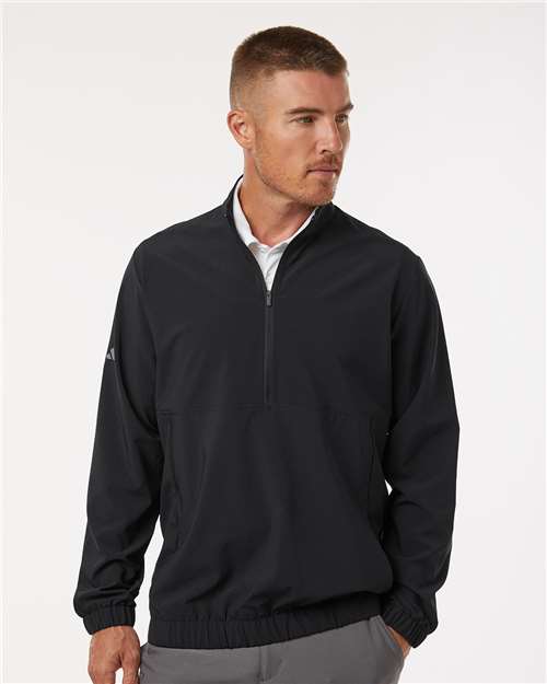 Men's Stretch Woven Half-Zip Pullover - Black