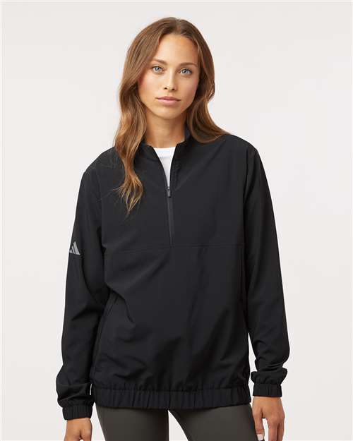 Women's Stretch Woven Half-Zip Pullover - Black