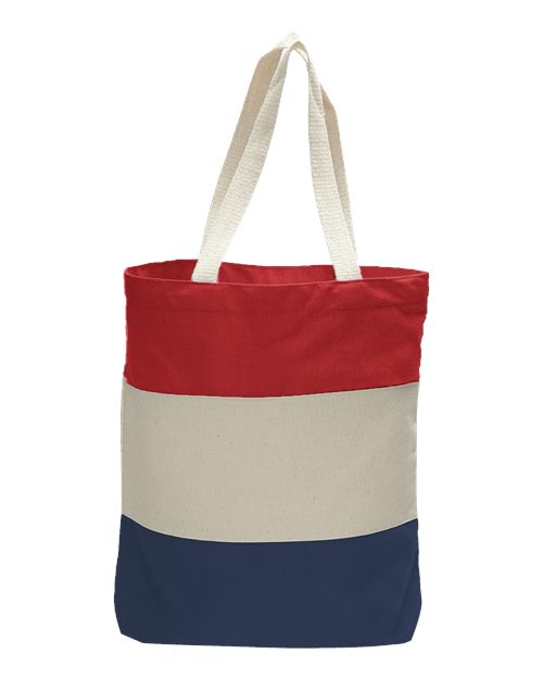 11L Tri-Color Tote - Navy/ Natural/ Red
