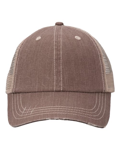 Contrast Stitch Cap - Brown/ Khaki