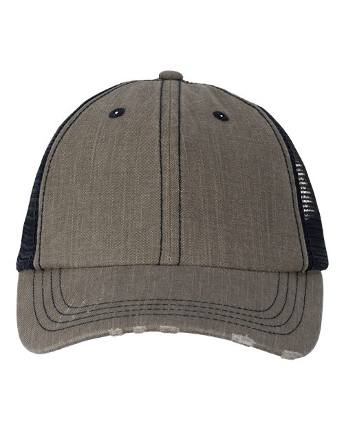 Contrast Stitch Cap - Olive Green/ Navy