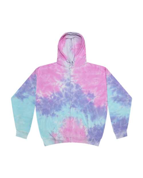 Unisex Tie-Dyed Full-Zip Hooded Sweatshirt - Cotton Candy